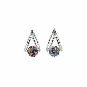 Multi-Color Gemstone Hoop Earrings